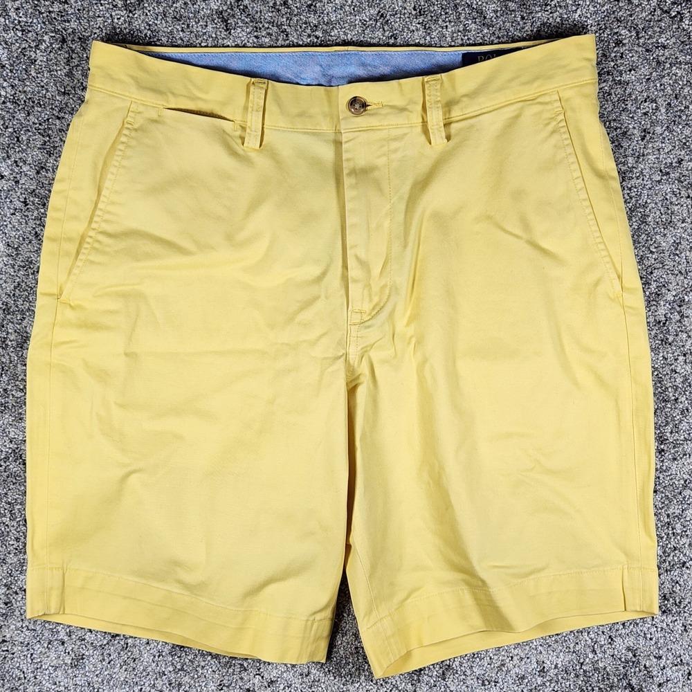 Polo Ralph Lauren Chino Shorts Mens 32 Classic Fit Stretch Yellow Excellent